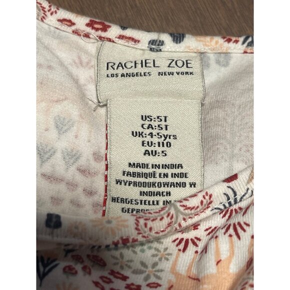 Rachel Zoe Girls Floral Long Sleeve Top Size 5T Woodland Print Ruffle Detail - Picture 5 of 6